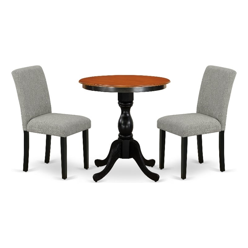 ESAB3-BCH-06 - Wooden Table and 2 Parson Chairs with High Back - Black Finish