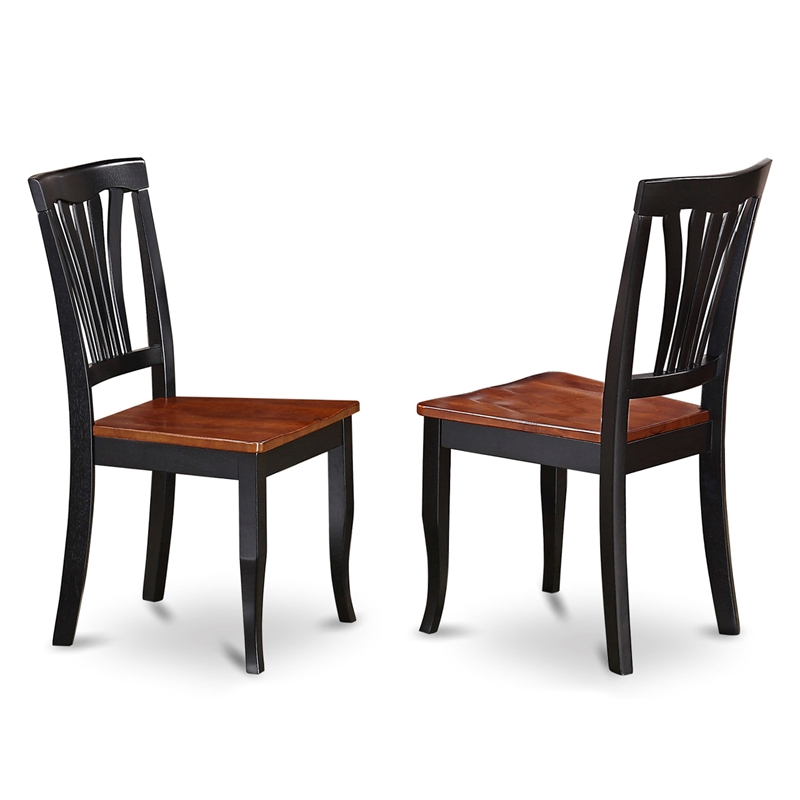 ESAV3-BCH-W - Dining Table and 2 Dining Chairs with Slatted Back - Black Finish