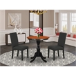 ESDR3-BCH-24 - Wood Table and 2 Dining Chairs with High Back - Black Finish