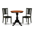 ESDU3-BCH-W- Dining Table and 2 Wooden Chairs with Slatted Back - Black Finish