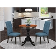 ESEL3-BCH-21 - Dining Table and 2 Modern Linen Fabric Chairs - Black Finish