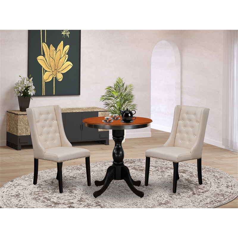 ESFO3-BCH-01 - Kitchen Dining Table and 2 Parson Chairs - Black Finish