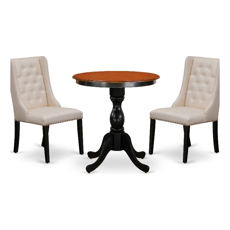 ESFO3-BCH-01 - Kitchen Dining Table and 2 Parson Chairs - Black Finish
