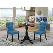 ESSI3-BCH-21 - Wooden Table and 2 Linen Fabric Dining Chairs - Black Finish