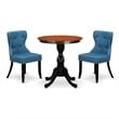ESSI3-BCH-21 - Wooden Table and 2 Linen Fabric Dining Chairs - Black Finish