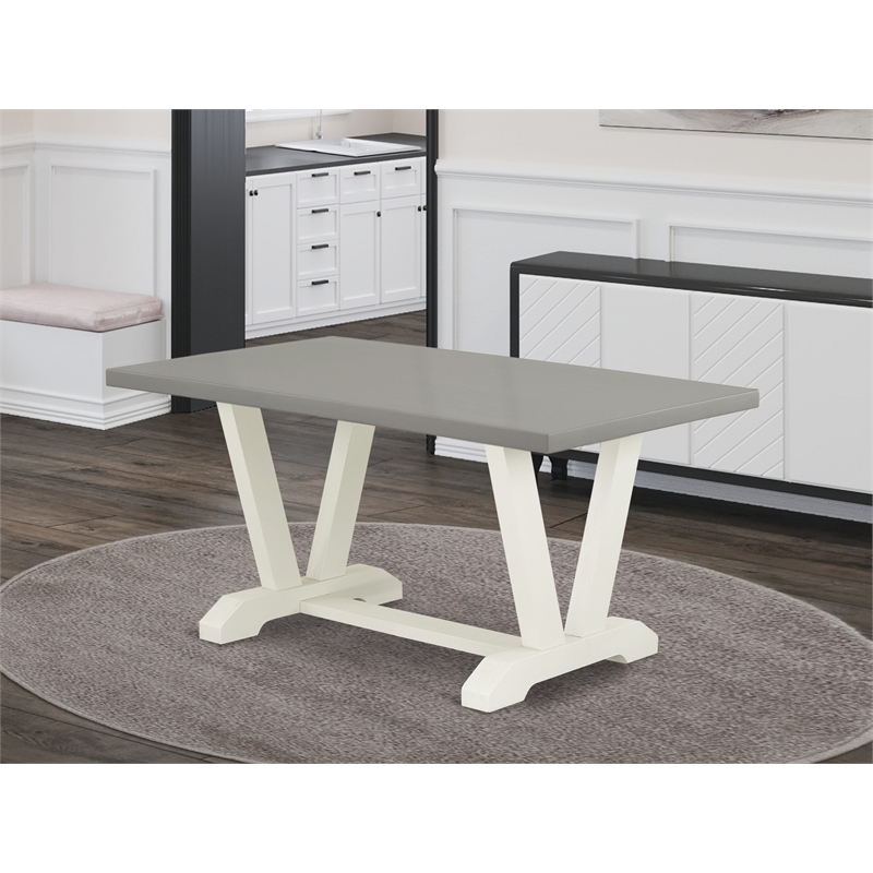 VT096 - Dining Table with Cement Top and Wirebrushed Linen White Leg finish