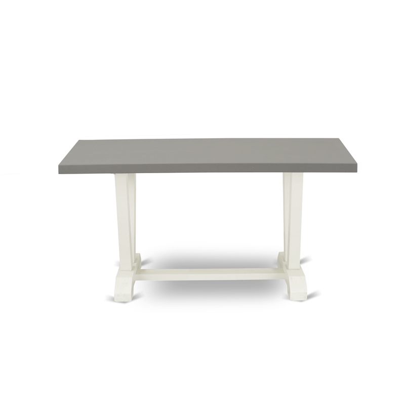 VT096 - Dining Table with Cement Top and Wirebrushed Linen White Leg finish