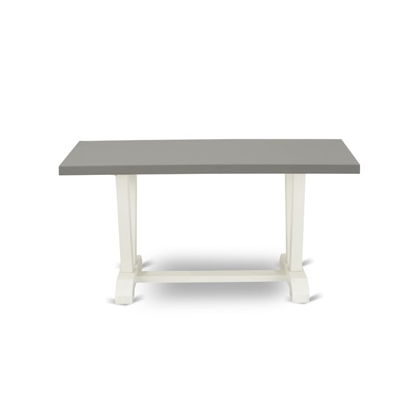 VT096 - Dining Table with Cement Top and Wirebrushed Linen White Leg finish