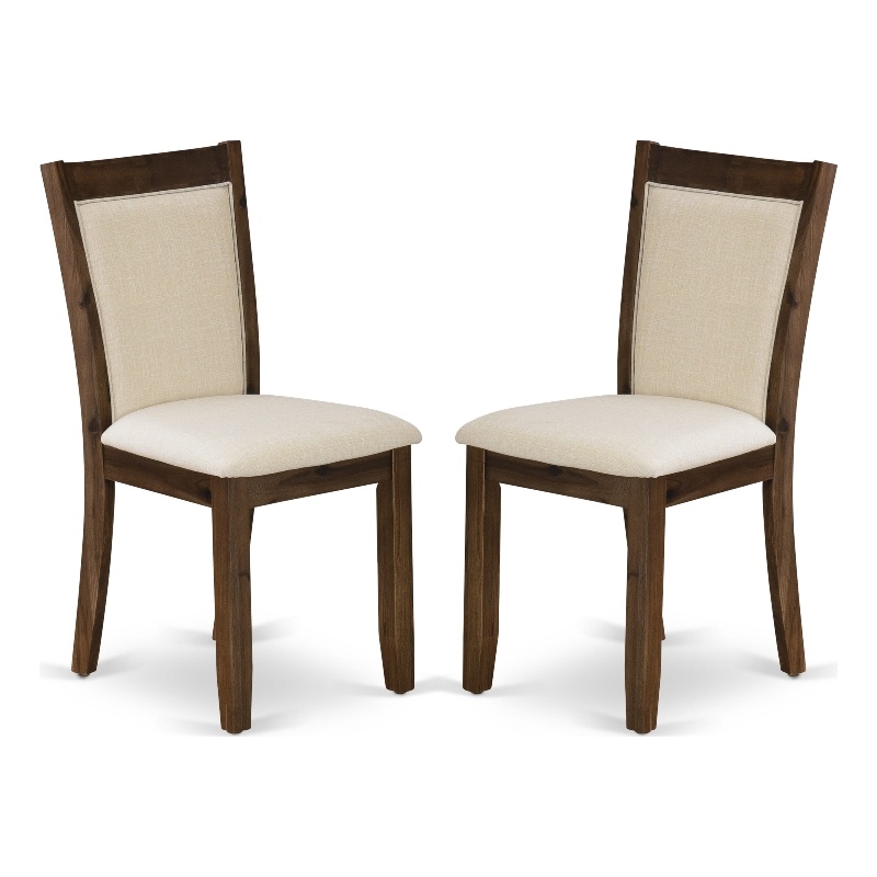 East West Furniture Dining Chairs in Light Beige Seat/Antique Walnut (Set of 2)