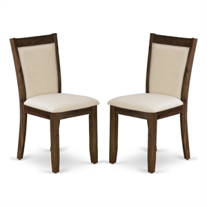 mzcnt32 - chairs set of 2 - light beige seat and antique walnut finish