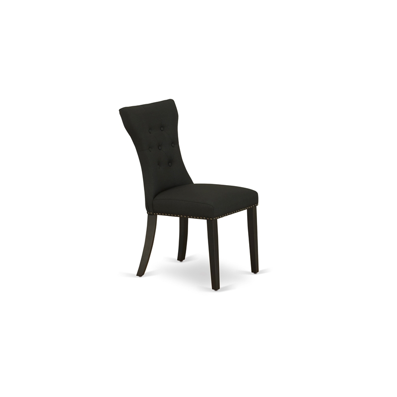 AMGA3-BCH-24 - Dinner Table and 2 Black Linen Fabric Chair - Black Finish