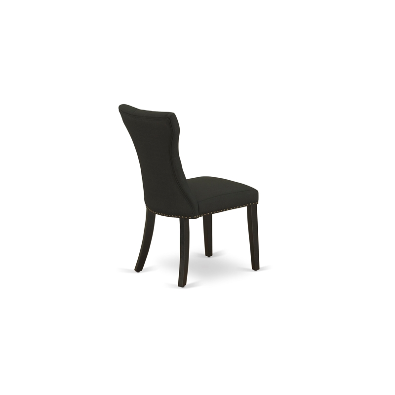 AMGA3-BCH-24 - Dinner Table and 2 Black Linen Fabric Chair - Black Finish