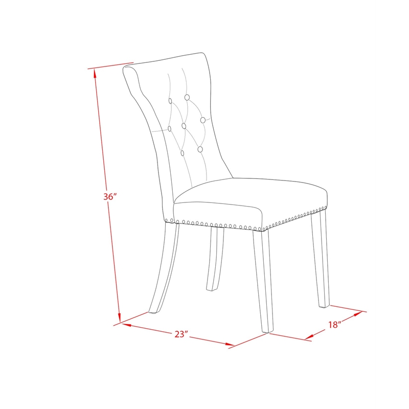 AMGA3-BCH-24 - Dinner Table and 2 Black Linen Fabric Chair - Black Finish