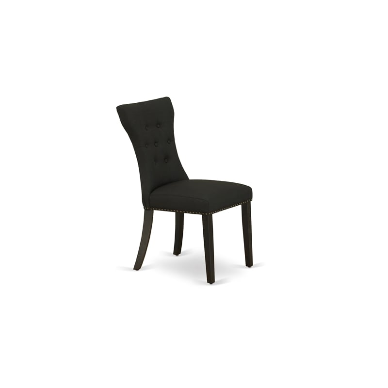 East West Furniture Dining Table and 4 Black Linen Fabric Chair in Black