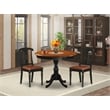AMKE3-BCH-LC - Dinner Table and 2  Napoleon Back Chairs - Black Finish