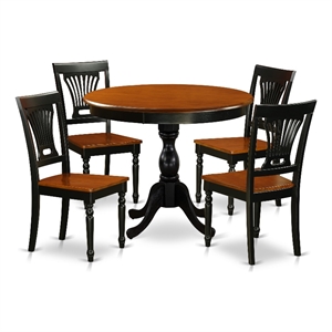 East West Furniture Dining Table and 4 Modern Chairs with Slatted Back in Black