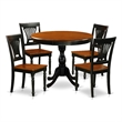 East West Furniture Dining Table and 4 Modern Chairs with Slatted Back in Black