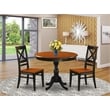 AMQU3-BCH-W - Dining Table and 2 Dining Chairs with X Back - Black Finish