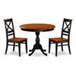 AMQU3-BCH-W - Dining Table and 2 Dining Chairs with X Back - Black Finish