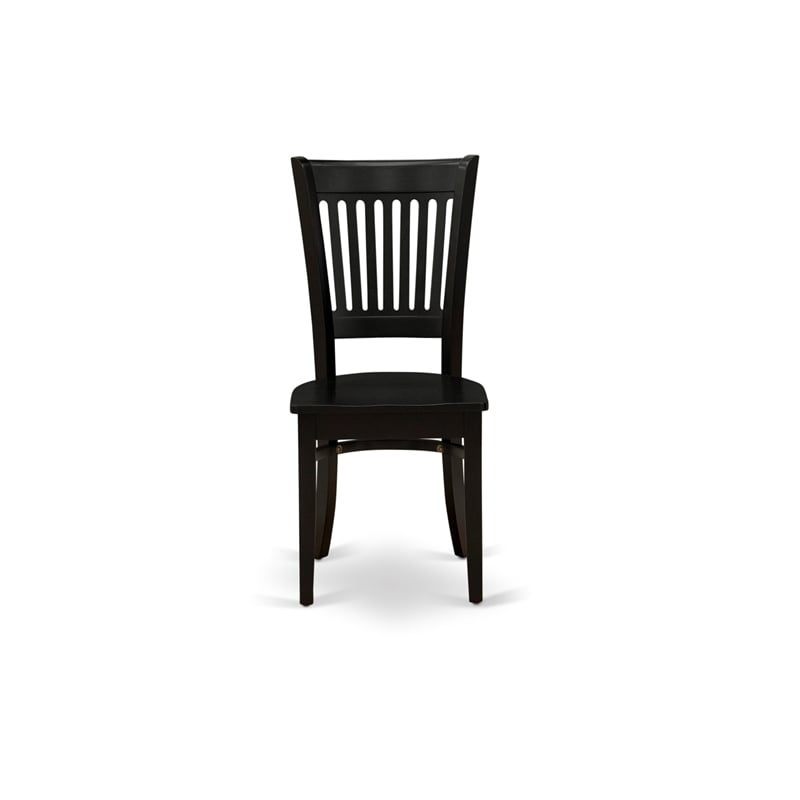 ESVA3-BCH-W- Kitchen Table and 2 Wooden Chairs with Slatted Back - Black Finish