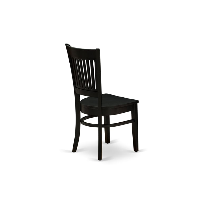 ESVA3-BCH-W- Kitchen Table and 2 Wooden Chairs with Slatted Back - Black Finish