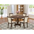 F3MZ5-NN-32 Wood Table and 4 Light Beige Linen Fabric Chair Antique Walnut Base