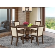 I2MZ5-NN-32 - Table and 4 Light Beige Linen Fabric Chairs - Antique Walnut Base