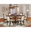 East West Furniture 7PC Dining Set in Light Beige Linen Fabric/Antique Walnut