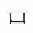 East West Furniture V-Style 7PC Dining Set in Light Beige/Distressed Jacobean
