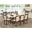 V727MZN32-9 - Dining Table and 8 Light Beige Chairs Distressed Jacobean Finish