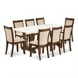 V727MZN32-9 - Dining Table and 8 Light Beige Chairs Distressed Jacobean Finish