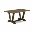 East West Furniture Dining Table and 4 Light Beige Chairs in Distressed Jacobean