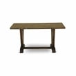 East West Furniture Dining Table and 4 Light Beige Chairs in Distressed Jacobean
