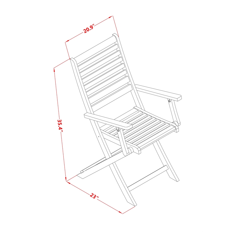 AEBS5CANA - Wood Patio Table with 4 Lawn Armchairs- Natural Oil Finish