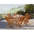 AECM7CANA - Outdoor Table with 6 Folding Patio Armchairs- Natural Oil Finish