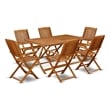 AECM7CANA - Outdoor Table with 6 Folding Patio Armchairs- Natural Oil Finish