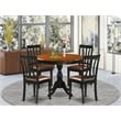 East West Furniture Dining Table and 4 Faux Leather Kitchen Chairs in Black