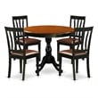 East West Furniture Dining Table and 4 Faux Leather Kitchen Chairs in Black