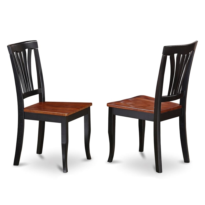 AMAV3-BCH-W - Kitchen Table and 2 Chairs with Slatted Back - Black Finish