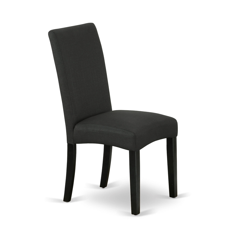 AMDR3-BCH-24 Round Dining Table and 2 Black Linen Fabric Chairs - Black Finish