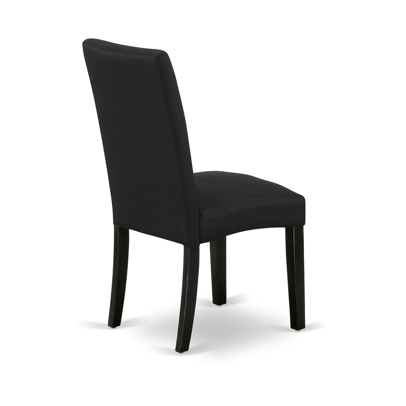 AMDR3-BCH-24 Round Dining Table and 2 Black Linen Fabric Chairs - Black Finish