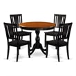 AMDU5-BCH-W - Dining Table and 4 Wooden Dining Chairs - Black Finish