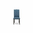 East West Furniture Dining Table and 4 Blue Linen Fabric Chair in Black
