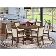 East West Furniture 7PC Dining Set in Light Beige Linen Fabric/Antique Walnut