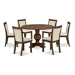 East West Furniture 7PC Dining Set in Light Beige Linen Fabric/Antique Walnut