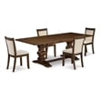 LAMZ5-N8-32 - Kitchen Table and 4 Light Beige Chairs - Antique Walnut Finish