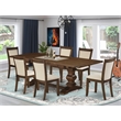 LAMZ7-N8-32 7- Dining Table and 6 Modern Chairs - Antique Walnut Finish.