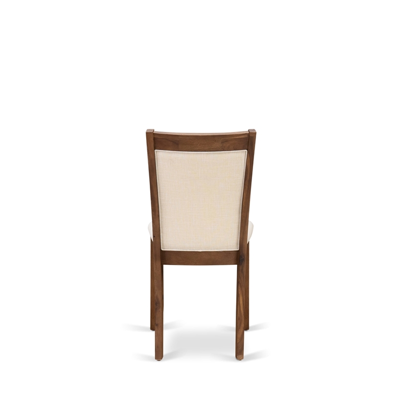 LAMZ9-N8-32 - Dinner Table and 8 Linen Fabric Chairs - Antique Walnut Finish