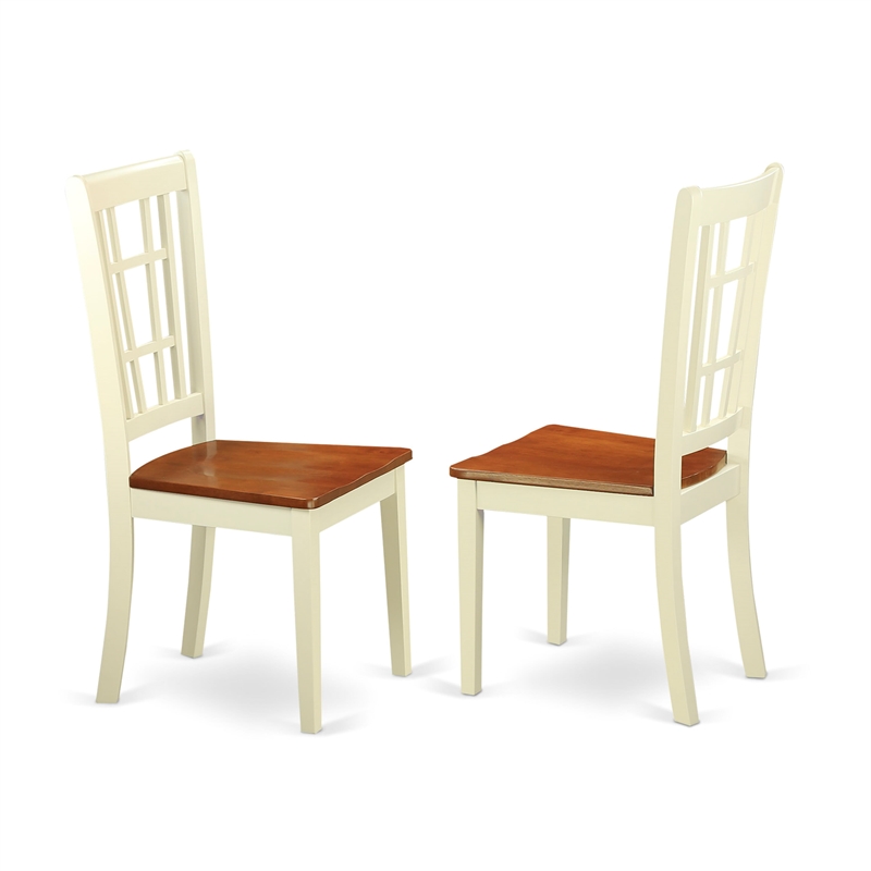 NDNI3-WHI-W - Kitchen Table and 3 Wooden Chairs (Butter milk & Cherry Finish)