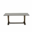 V797MZN32-9 Dining Table and 8 Light Beige Chairs - Distressed Jacobean Finish